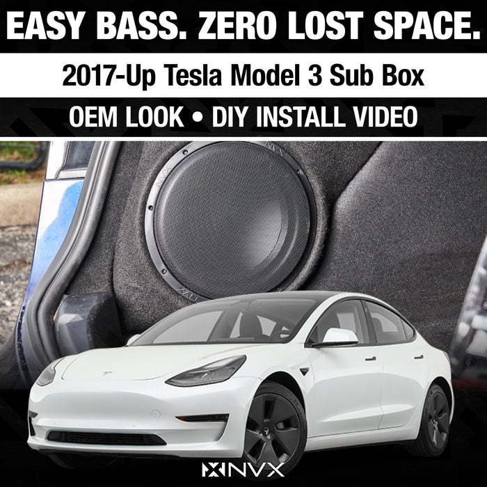 2017-2022 Tesla Model 3 - Custom 500W RMS 10" Loaded Subwoofer Enclosure | NVX BE-TM3-VSW10S2