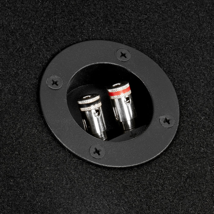 NE102P Dual 10" Slot Ported 3/4" MDF Black Carpeted Subwoofer Enclosure – 2.90 Cu. Ft. with Polyfil and NVX Logo