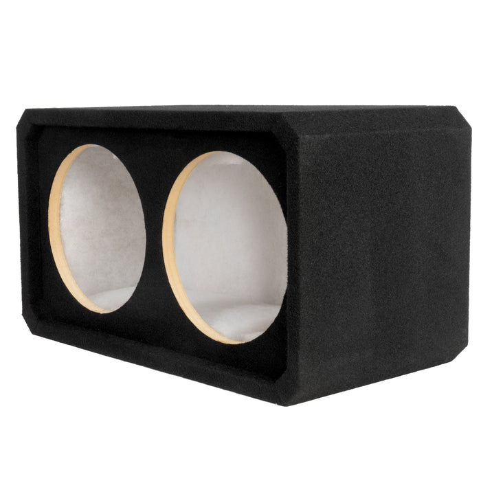 NE102S Dual 10" Sealed 3/4" MDF Black Carpeted Subwoofer Enclosure – 1.2 Cu. Ft. with Polyfil and NVX Logo