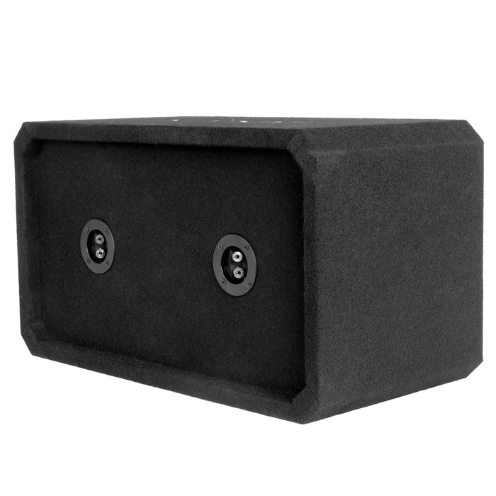 NE102S Dual 10" Sealed 3/4" MDF Black Carpeted Subwoofer Enclosure – 1.2 Cu. Ft. with Polyfil and NVX Logo