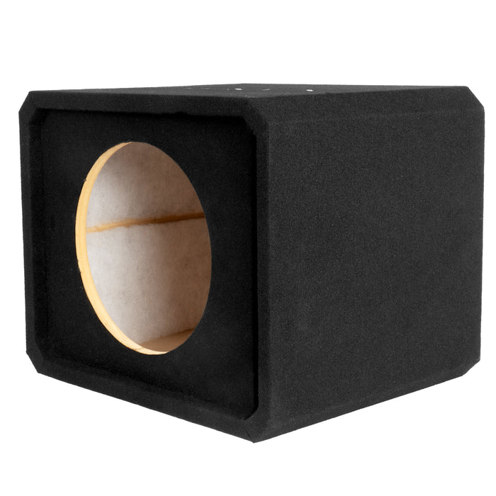 NE121P Single 12" Slot Ported 3/4" MDF Black Carpeted Subwoofer Enclosure – 1.75 Cu. Ft. with Polyfil and NVX Logo