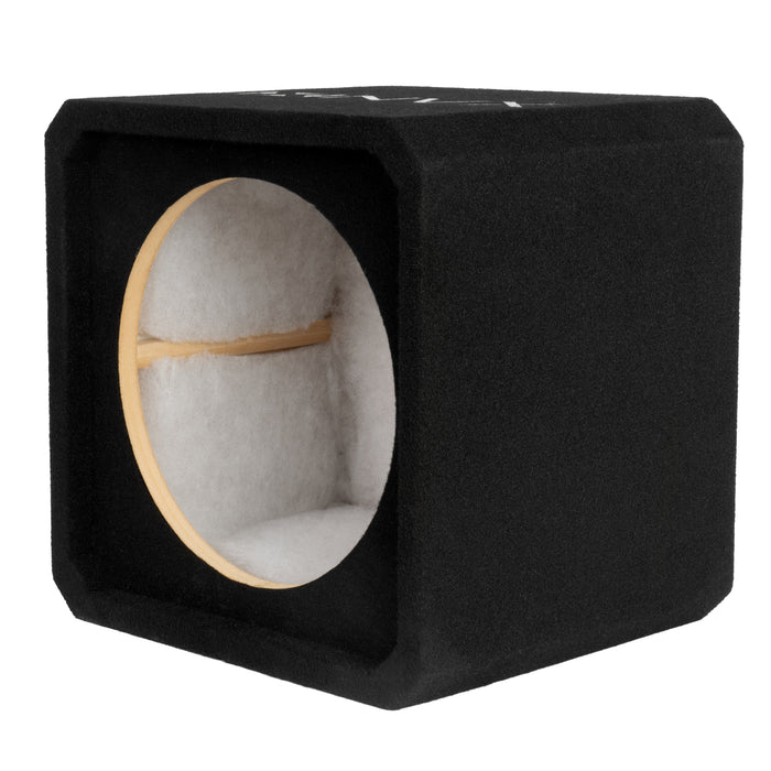 NE121S Single 12" Sealed 3/4" MDF Black Carpeted Subwoofer Enclosure – 1.0 Cu. Ft. with Polyfil and NVX Logo