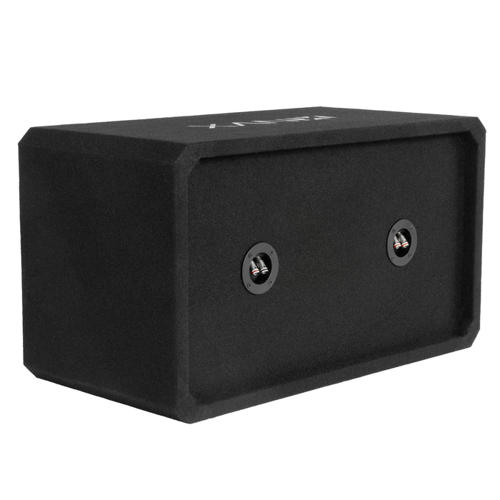 NE122S Dual 12" Sealed 3/4" MDF Black Carpeted Subwoofer Enclosure – 2.0 Cu. Ft. with Polyfil and NVX Logo