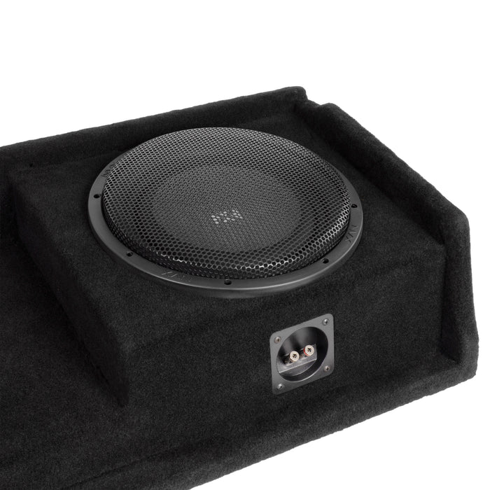 LVE-GM-SLVECG1-D12S Custom Fit 800W RMS Dual 12" Sealed Loaded Down Firing Subwoofer Enclosure for 1999-2006 Chevrolet Silverado and GMC Sierra Extended Cab Trucks