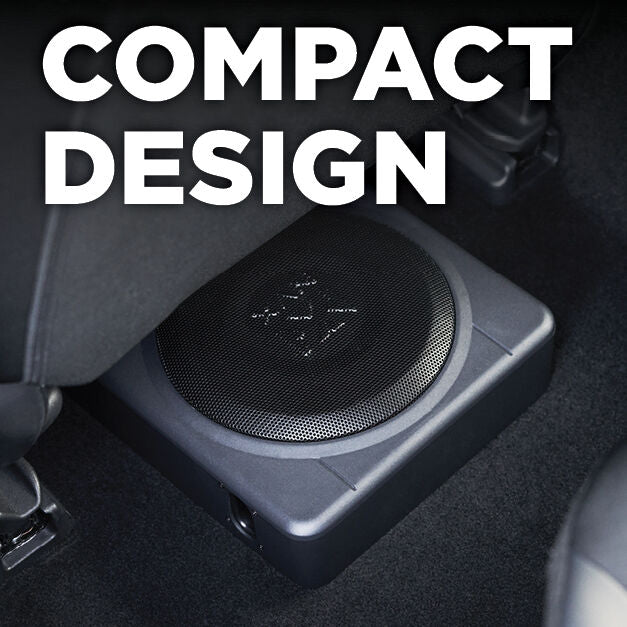 QBUS8P 300W Peak (150W) RMS 8" Ported Amplified Loaded Under Seat Subwoofer System with Remote Bass Knob and Amplifier Wiring Kit